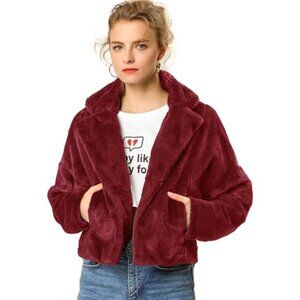 Women's Faux Fur Bolero Jacket Formal Red